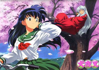 Inuyasha Higurashi Kagome Sakura Tree Japanese Outfit Matte Finish Poster Paper Print