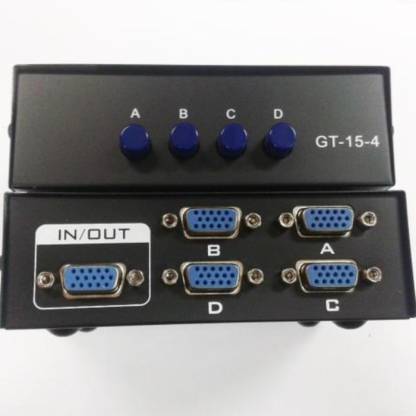 VIBOTON 4 Port VGA Switch Switcher Box 4 in 1 Out 15 Pin Female Resolution 1920x1440 Media Streaming Device