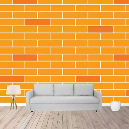 HD PRINT HOUSE Vinyl Decorative Yellow, Orange Wallpaper