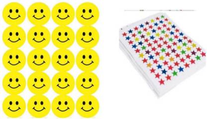 imtion 2 in 1 ( 350 Smiley emoji Sticker + 800 Star sticker Multi colour )
