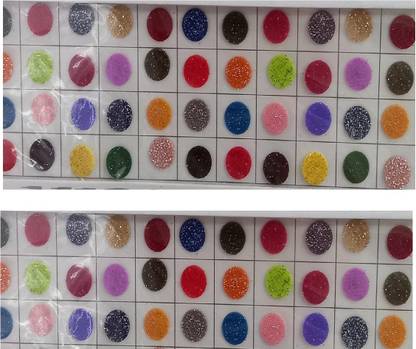 ONLINE JUNCTION OJ Mix Multi Color Glitter Bindi Womens & Girls Pack of 2 Size 3 Forehead Multicolor Bindis