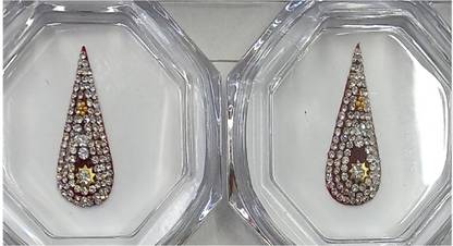 ONLINE JUNCTION OJ Stone Stud Long Bridal Dulhan Groom Bindi Pack of 2 Forehead Multicolor Bindis