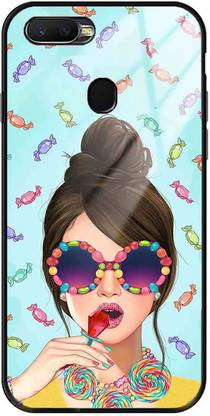NDCOM Back Cover for OPPO A5s Cool Girl Printed Glass Case