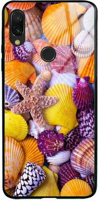 NDCOM Back Cover for Redmi Note 7S Sea Shells Printed Glass Case