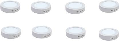 Dhija LED 9W CBL Round Surface Panel Down Light White 8 Pcs Recessed Ceiling Lamp