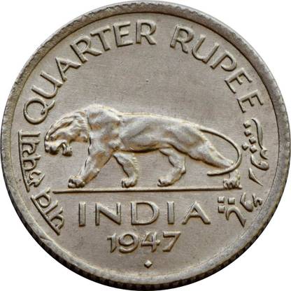 Klowage Coin Gallery George VI King Emperor Quarter Rupee Coin 1947 Medieval Coin Collection