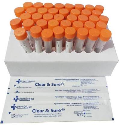 Clear & Sure Covid VTM Kit for Collect Covid Test Sample Pack of 50 Tube RT-PCR Test Kit