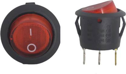 KCD 5Pcs On/Off Rocker Toggle Round Switch Red Lit SPDT 3Pin 6A 250V for Appliances Electronic Components Electronic Hobby Kit