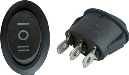 KCD 2Pcs Oval Center Off Rocker Switch AC 6a/250V SPDT 3Pin 3 Position ON/Off/ON Electronic Components Electronic Hobby Kit