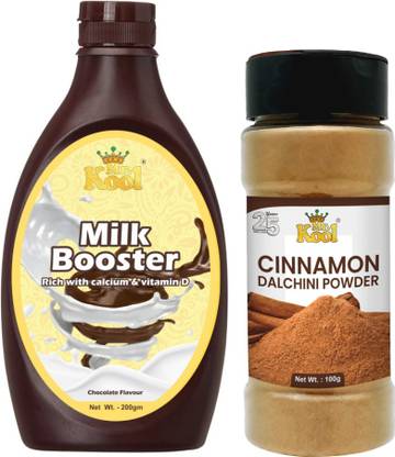 Mr.Kool Milk Booster 200gm and Cinnamon( Dalchini) Powder 100gm. Pack Of 2 Combo. Combo