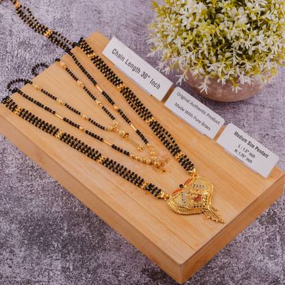 Brado Jewellery Combo of 3 Traditional 30 inch and 18 inch Mangalsutra for Women Brass Mangalsutra