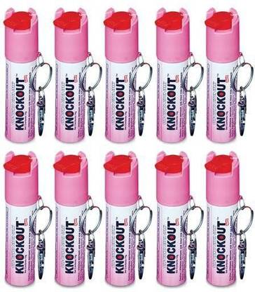Knockout Self Defence Pepper Spray for Women Safety With Safety Lock (Pack of 10) Pepper Stream Spray
