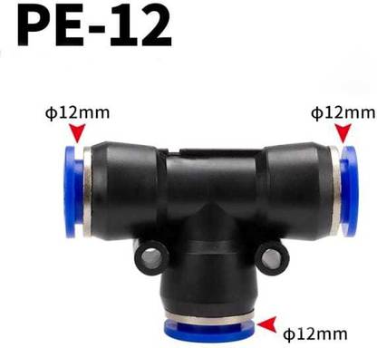 HU CREATIONS PE Pneumatic fittings Cylinder air water Hose Tube 12MM 3-Way Reducer Pipe Joint
