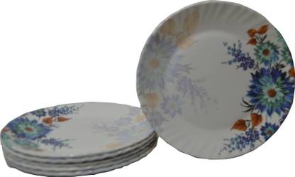 Laserbot Silky Blue flower Round Ice Cream Starters Serving Melamine Half Plate (8 Inch) Half Plate