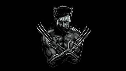 Art Black And White Wolverine Black Background Matte Finish Poster Paper Print