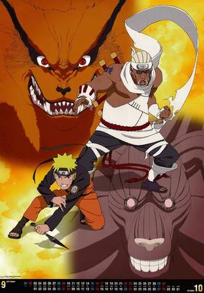 Naruto Shippuden Kyuubi Calendar Naruto Uzumaki Hachibi Killer Bee Kurama Matte Finish Poster Paper Print