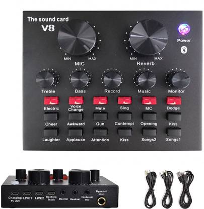 Urban Infotech V8 Mixer Bluetooth Audio Amplifier External Sound Card with Sound Effects Digital Sound Mixer