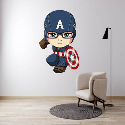 Saiii Designs 45 cm captain america chibi Self Adhesive Sticker