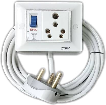 Zypic Electric Extension Board - 16A SOCKET WITH 16A MCB with 5 meter wire 1  Socket Extension Boards