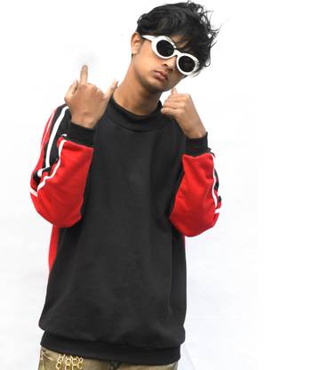 youngcash Colorblock Men Round Neck Red, Black T-Shirt