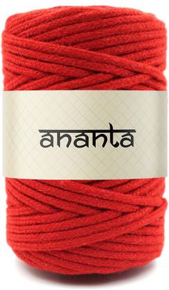 Ananta Braided Macrame Bright Red 4mm 50Mtr. Cotton Cord/Dori Thread for Macrame.