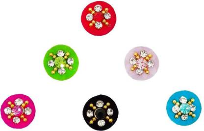 Comet Busters Round Multicolor Velvet Bindis With Stone Work (BV1356) Forehead Multicolor Bindis