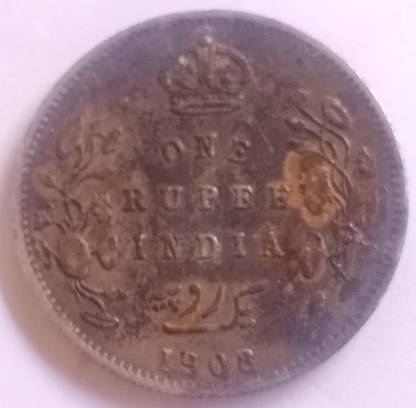 MANMAI COINS BRITISH INDIA - 1 Rupee - Edward VII 1908 Silver Coin (.917) • 11.66 g •30.6 mm Medieval Coin Collection