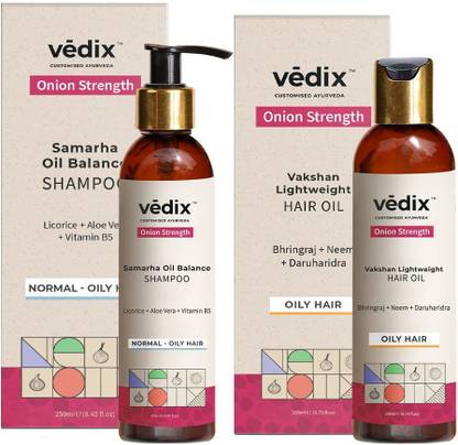 Vedix Customised Hair Fall Combo -Onion Shampoo For Normal-Oily Hair - Shampoo -Anti Hair fall Oil - Onion Oil For Oily Hair - 450 ml