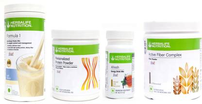HERBALIFE FORMULA 1 KULFI + PROTEIN POWDER 200 G & AFRESH TULSI 50 G FIBER COMPLEX 200 G Energy Drink
