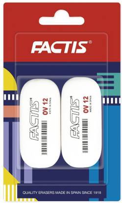 Factis Soft White Synthetic Rubber Eraser - OV 12 - Oval Shape - Blister Pack of 2 Eraser