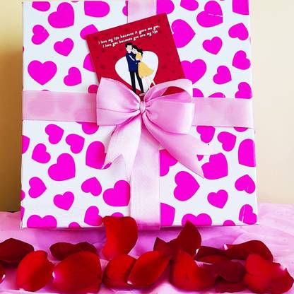 Nutify Beautiful Valentines Empty Hamper Box with 1 message Card , size 8*8*3 inch Assorted Gift Box