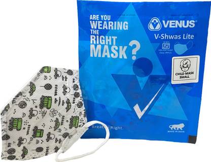 Venus V-Shwas Lite FFP1 Face Mask Child Small Color Printed ISI Approved Protection Sub-Micron Particles Fine Dust Multiple Layers (Age 5 to 8 Yrs)