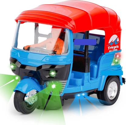 SR Toys Bump & Go Pull Back Vehicle Toys for Kids (Auto Ricksaw Tricycle)