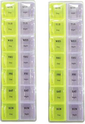 NWLY 14 DAYS Pill Medicine Organizer Reminder Storage Box for 7 Days, 2 Layer Pillbox Pill Box