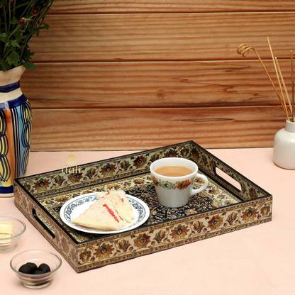 DULI Enamel Coated 13x10 inch Multipurpose Serving Tray for Home & Dining Table Tray