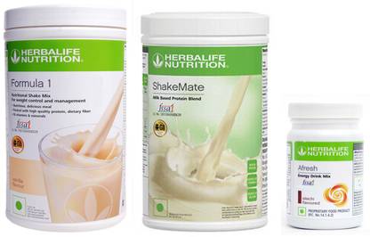 Herbalife Nutrition Formula 1 Shake Mix Vanilla Flavor+Shake Mate Milk Protein+ Afresh Elaichi Plant-Based Protein