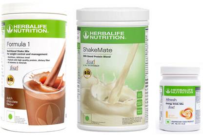 Herbalife Nutrition Formula 1 Shake Mix Chocolate Flavor+Shake Mate Milk Protein+ Afresh Ginger Plant-Based Protein
