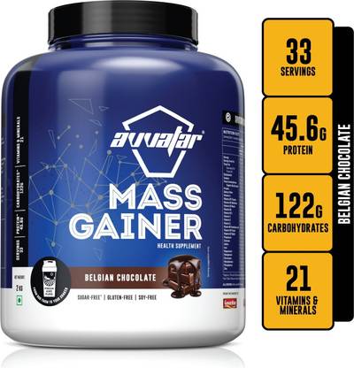 Avvatar Mass Gainer Belgian Chocolate 2Kg Weight Gainers/Mass Gainers