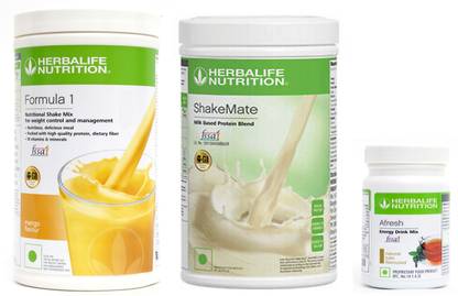 Herbalife Nutrition Formula 1 Shake Mix Mango Flavor+Shake Mate Milk Protein+ Afresh Tulsi Plant-Based Protein