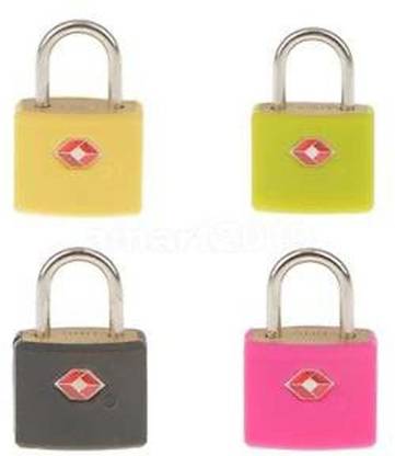 uptodatetools Pack of 4pc TSA KEY PADLOCK Metal & Plastic Locks (Black & Silver) Safety Lock