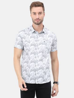 Men Printed Casual White Shirt