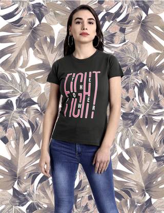 Printed Women Black T-Shirt