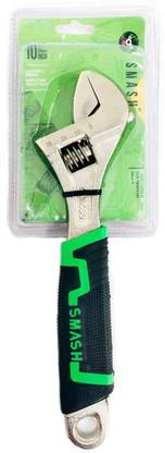 DARIT SMASH Adjustable Wrench Wide Jaw, Cr-V Steel with Bi-Material Soft Handle Single Sided Pipe Wrench