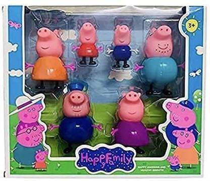 OANGO Plastic Pepa Pig Family Pack Set Of 6 Peppa Pig Toys For Kids