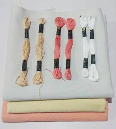 Designers den Casement fabric-Peach-Cream-White 34"wd 1m each -6 anchor thread