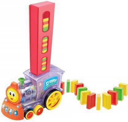 Mayanshi fashion 60 Pcs Domino Train Toy Set, Domino Rally Train Model with Lights and Sounds