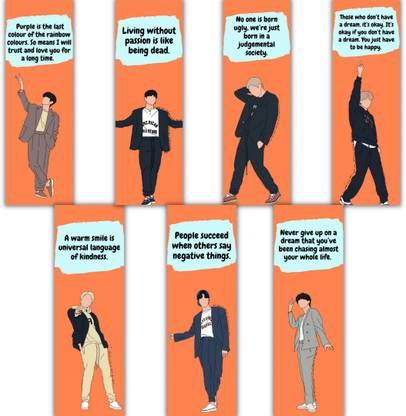 Gangaur Enterprises BTS Vector Bookmarks- Pack of 7 for K-pop fans Digital Print On 300 GSM Sheet Bookmark