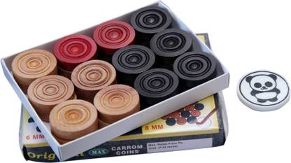 Trex Sports Carrom Board 8MM Wooden Coins with Striker Carrom Pawns Carrom Pawns