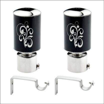 GLOXY Black Rod Rail Bracket, Curtain Knobs, Curtain Hooks, Curtain Rods Metal