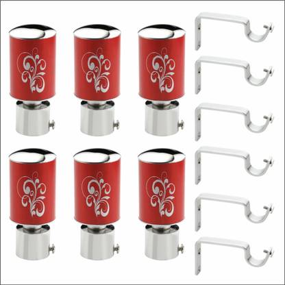 GLOXY Red Rod Rail Bracket, Curtain Knobs, Curtain Hooks, Curtain Rods Metal
